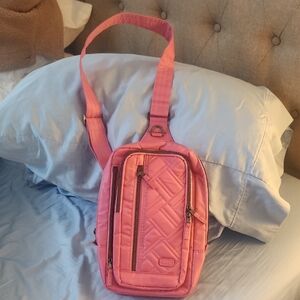 Pink Quilted Crossbody Bag